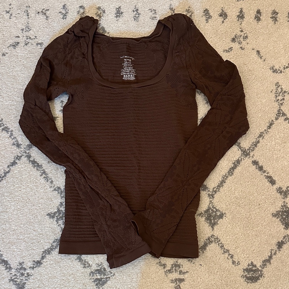 Free People Chocolate Long Sleeve Top